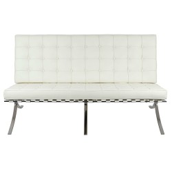 Sofa BARCELON trzyosobowa biała - włoska skóra naturalna, chrom