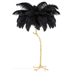 MOOSEE lampa podłogowa TIFFANY 175        czarna mosiądz / naturalne pióra