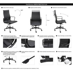 Fotel biurowy AERON PRESTIGE PLUS czarny - skóra naturalna, aluminium