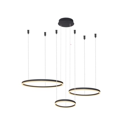 AZZARDO lampa wisząca HALO 80+60+40 CCT   DIMM z pilotem czarna