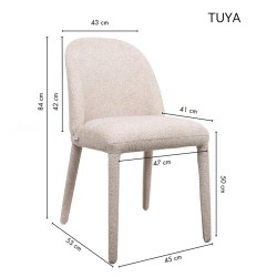 Zestaw 6 krzeseł TUYA beżowy