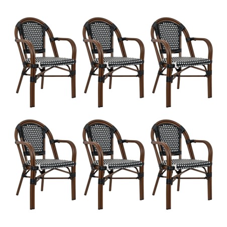 Zestaw 6 krzeseł ogrodowych CAFE PARIS    ARM brązowy rattan