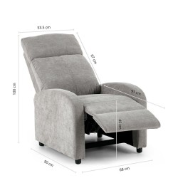Fotel wypoczynkowy rozkładany RELAX       PREMIUM jasny szary