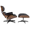 Fotel LOUNGE HM czarny / orzech  z podnóżkiem