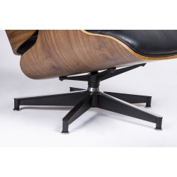 Fotel LOUNGE HM czarny / orzech  z podnóżkiem