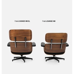Fotel LOUNGE HM XL czarny / orzech z podnóżkiem