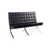 Sofa dwuosobowa BARCELON PRESTIGE PLUS czarna - włoska selekcjonowana skóra naturalna, stal