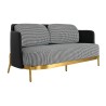 Sofa VENICE tkanina pepitka biało-czarna ekoskóra - złota podstawa