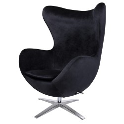 Fotel EGG SZEROKI VELVET czarny.50 - welur, podstawa stal