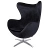 Fotel EGG SZEROKI VELVET czarny.50 - welur, podstawa stal
