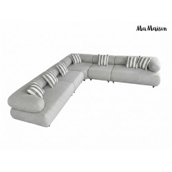 MaMaison sofa narożna ogrodowa ALEXANDER  szara (poduszki i pokrowiec w zestawie)
