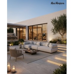 MaMaison sofa ogrodowa ALEXANDER szara    (poduszki i pokrowiec w zestawie)