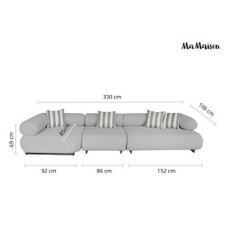 MaMaison sofa ogrodowa ALEXANDER szara    (poduszki i pokrowiec w zestawie)