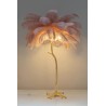 Lampa podłogowa TIFFANY 175 różowa mosiądz / naturalne pióra