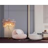 Lampa podłogowa TIFFANY 175 różowa mosiądz / naturalne pióra