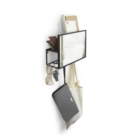 UMBRA organizer ścienny z lustrem CUBIKO czarny