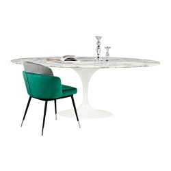 Stół TULIP ELLIPSE MARBLE ARABESCATO 200  biały - marmur, metal
